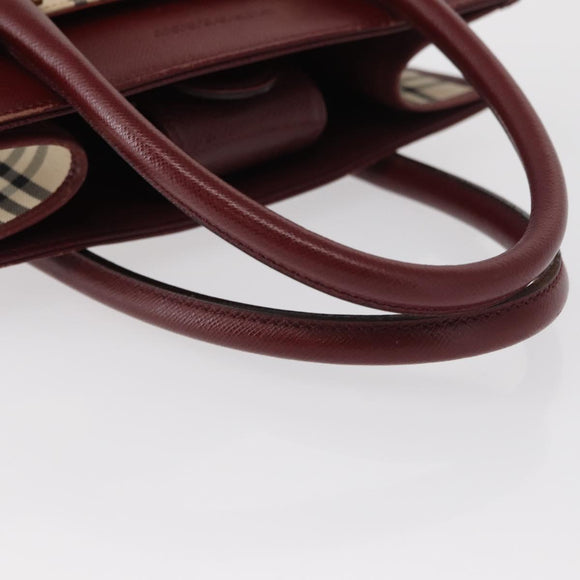 BURBERRY Nova Check Hand Bag Canvas Beige Gold Auth ep12712