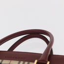 BURBERRY Nova Check Hand Bag Canvas Beige Gold Auth ep12712-8