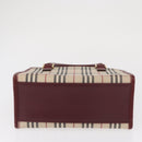 BURBERRY Nova Check Hand Bag Canvas Beige Gold Auth ep12712-5