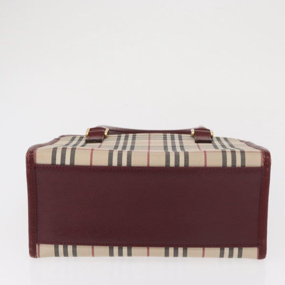 BURBERRY Nova Check Hand Bag Canvas Beige Gold Auth ep12712