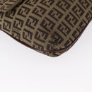 FENDI Zucchino Canvas Shoulder Bag Brown Gold Auth ep12713-9