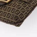FENDI Zucchino Canvas Shoulder Bag Brown Gold Auth ep12713-14