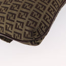 FENDI Zucchino Canvas Shoulder Bag Brown Gold Auth ep12713-15