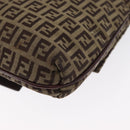 FENDI Zucchino Canvas Shoulder Bag Brown Gold Auth ep12713-16