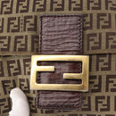 FENDI Zucchino Canvas Shoulder Bag Brown Gold Auth ep12713-10