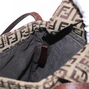 FENDI Zucchino Canvas Shoulder Bag Brown Gold Auth ep12713-21