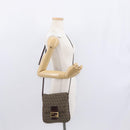 FENDI Zucchino Canvas Shoulder Bag Brown Gold Auth ep12713-23
