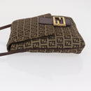 FENDI Zucchino Canvas Shoulder Bag Brown Gold Auth ep12713-5