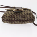 FENDI Zucchino Canvas Shoulder Bag Brown Gold Auth ep12713-5