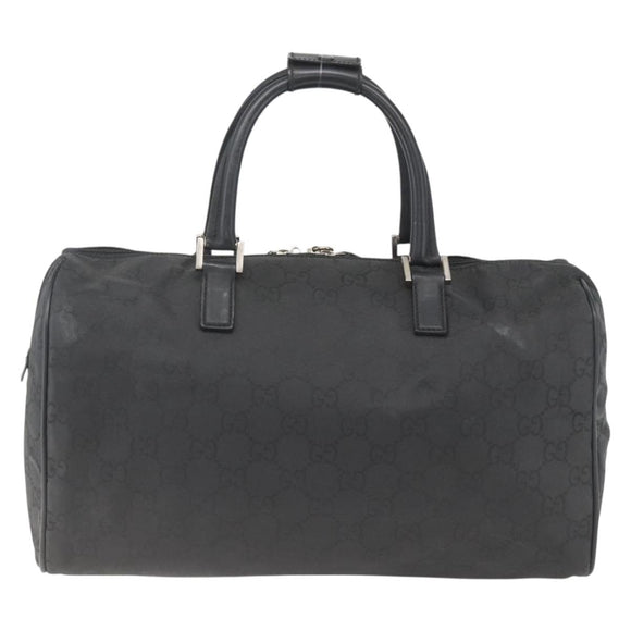 GUCCI GG Canvas Boston Bag Nylon Black Silver 012 0383 08 Auth ep12720