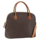 CELINE Macadam Canvas Hand Bag PVC Leather 2way Brown Gold Auth ep12721-1