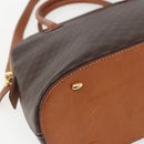 CELINE Macadam Canvas Hand Bag PVC Leather 2way Brown Gold Auth ep12721-17