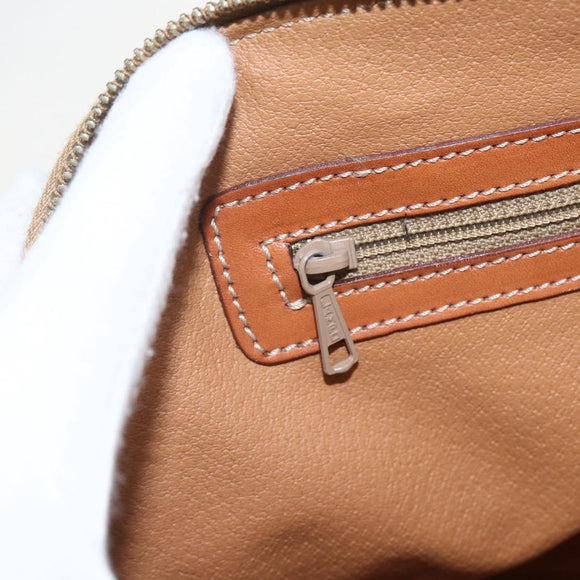 CELINE Macadam Canvas Hand Bag PVC Leather 2way Brown Gold Auth ep12721