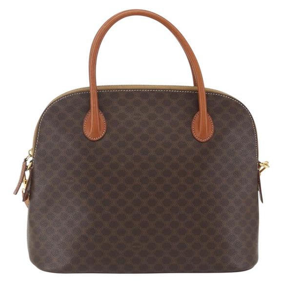 CELINE Macadam Canvas Hand Bag PVC Leather 2way Brown Gold Auth ep12721