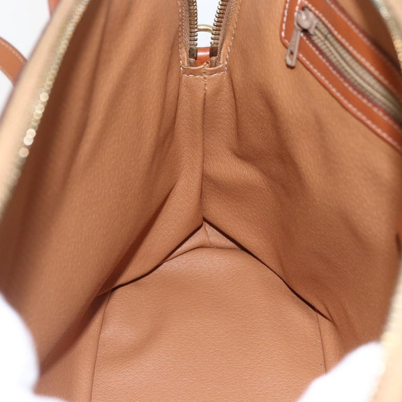 CELINE Macadam Canvas Hand Bag PVC Leather 2way Brown Gold Auth ep12721