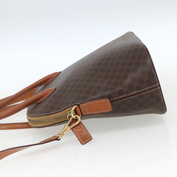 CELINE Macadam Canvas Hand Bag PVC Leather 2way Brown Gold Auth ep12721