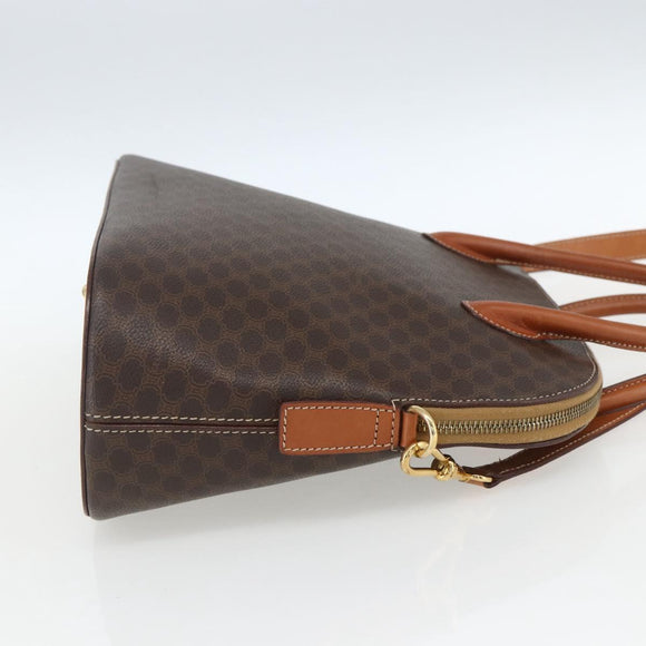 CELINE Macadam Canvas Hand Bag PVC Leather 2way Brown Gold Auth ep12721