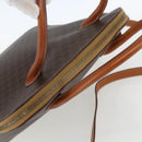 CELINE Macadam Canvas Hand Bag PVC Leather 2way Brown Gold Auth ep12721-6