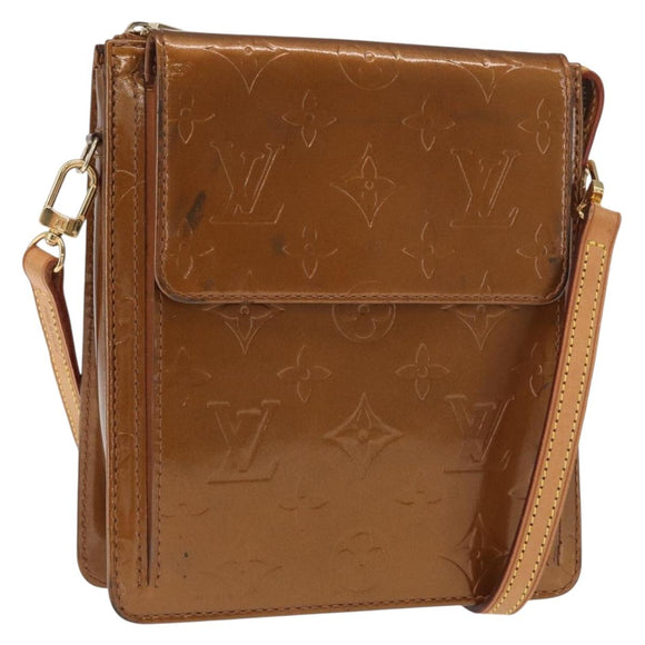 LOUIS VUITTON Monogram Vernis Motto Accessory Pouch Bronze M91138 Auth ep12725