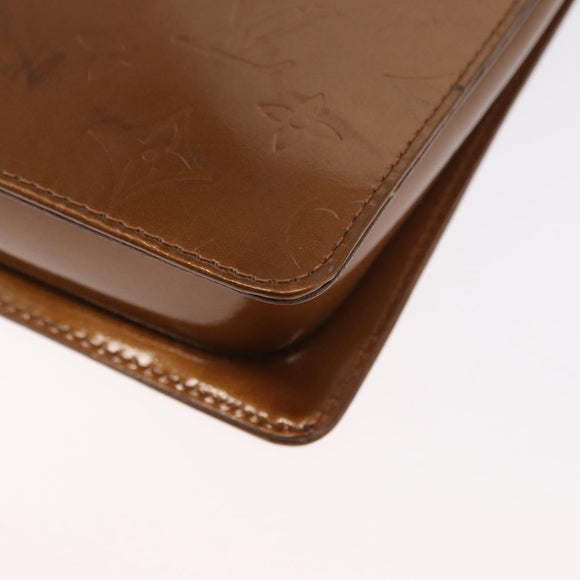 LOUIS VUITTON Monogram Vernis Motto Accessory Pouch Bronze M91138 Auth ep12725