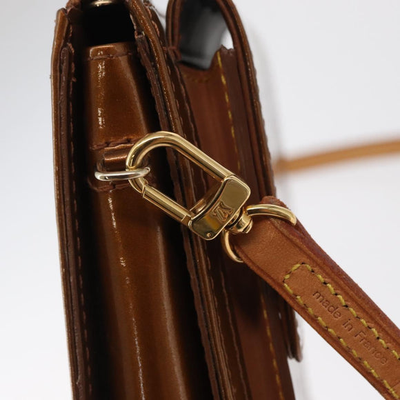 LOUIS VUITTON Monogram Vernis Motto Accessory Pouch Bronze M91138 Auth ep12725