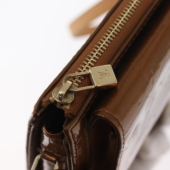 LOUIS VUITTON Monogram Vernis Motto Accessory Pouch Bronze M91138 Auth ep12725