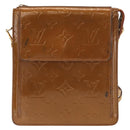 LOUIS VUITTON Monogram Vernis Motto Accessory Pouch Bronze M91138 Auth ep12725-13