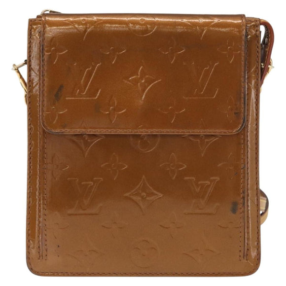 LOUIS VUITTON Monogram Vernis Motto Accessory Pouch Bronze M91138 Auth ep12725