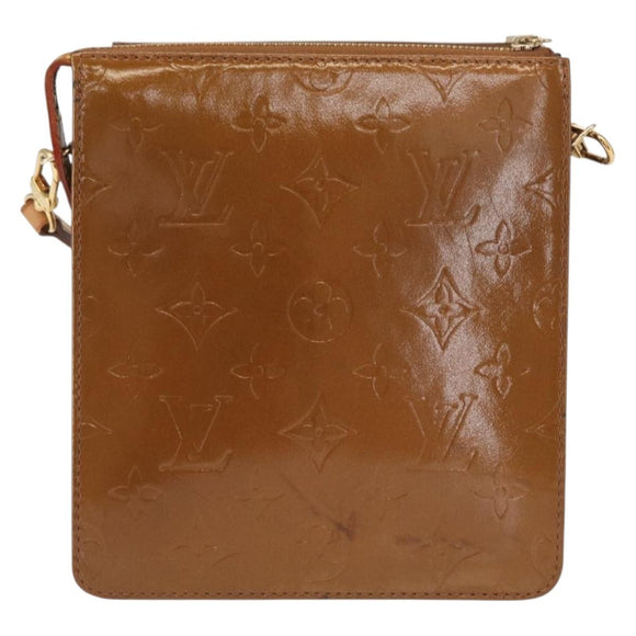 LOUIS VUITTON Monogram Vernis Motto Accessory Pouch Bronze M91138 Auth ep12725