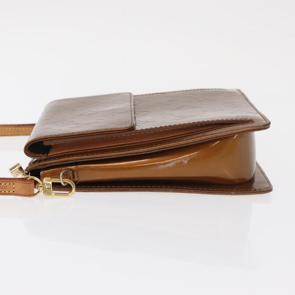 LOUIS VUITTON Monogram Vernis Motto Accessory Pouch Bronze M91138 Auth ep12725
