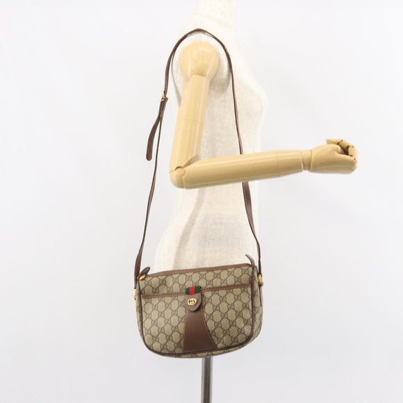 GUCCI GG Supreme Web Sherry Line Bag PVC Beige Gold 001 754 6177 Auth ep12731