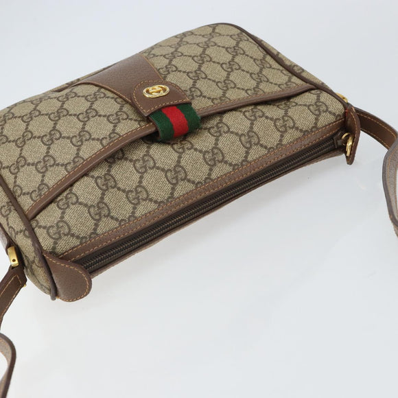GUCCI GG Supreme Web Sherry Line Bag PVC Beige Gold 001 754 6177 Auth ep12731