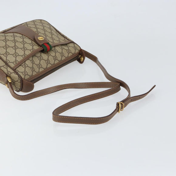 GUCCI GG Supreme Web Sherry Line Bag PVC Beige Gold 001 754 6177 Auth ep12731