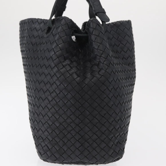 BOTTEGA VENETA INTRECCIATO Hand Bag Leather Black Auth ep12733