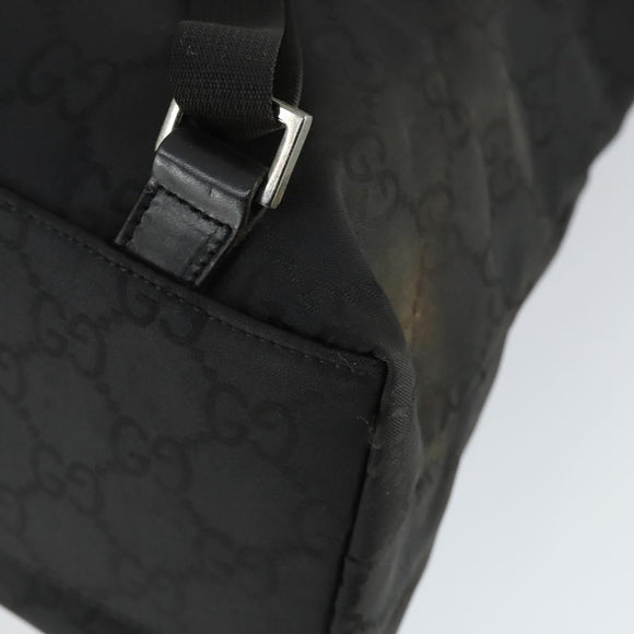 GUCCI GG Canvas Backpack Nylon Black Silver 003 0238 3754 Auth ep12735