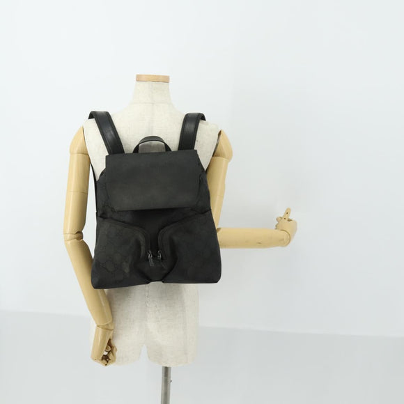 GUCCI GG Canvas Backpack Nylon Black Silver 003 0238 3754 Auth ep12735