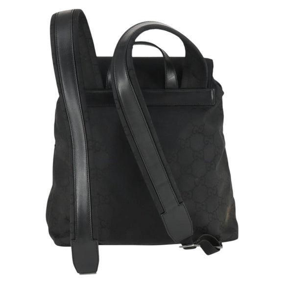 GUCCI GG Canvas Backpack Nylon Black Silver 003 0238 3754 Auth ep12735