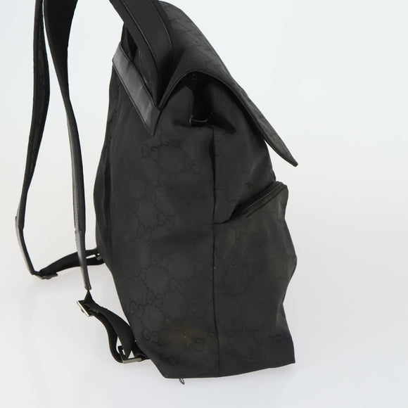 GUCCI GG Canvas Backpack Nylon Black Silver 003 0238 3754 Auth ep12735
