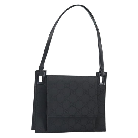 GUCCI GG Canvas Shoulder Bag Nylon Black Silver 001 3068 Auth ep12737