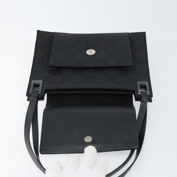 GUCCI GG Canvas Shoulder Bag Nylon Black Silver 001 3068 Auth ep12737