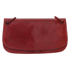PRADA Shoulder Bag Leather Red Silver Auth ep12739 - 0