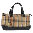 BURBERRY Nova Check Hand Bag Canvas Beige Gold Auth ep12744-1