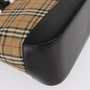 BURBERRY Nova Check Hand Bag Canvas Beige Gold Auth ep12744-10