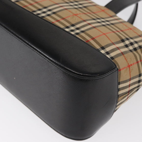 BURBERRY Nova Check Hand Bag Canvas Beige Gold Auth ep12744