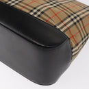BURBERRY Nova Check Hand Bag Canvas Beige Gold Auth ep12744-16