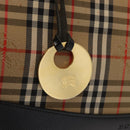 BURBERRY Nova Check Hand Bag Canvas Beige Gold Auth ep12744-18