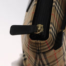 BURBERRY Nova Check Hand Bag Canvas Beige Gold Auth ep12744-11