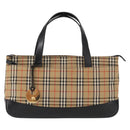 BURBERRY Nova Check Hand Bag Canvas Beige Gold Auth ep12744-13