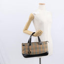 BURBERRY Nova Check Hand Bag Canvas Beige Gold Auth ep12744-23