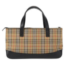 BURBERRY Nova Check Hand Bag Canvas Beige Gold Auth ep12744-2